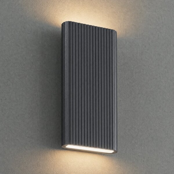 Lucande Raija vanjska zidna LED svjetiljka, antracit, visina 40 cm, CCT, Sivo, Aluminij