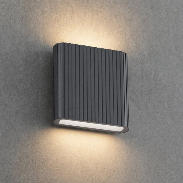 Lucande Raija vanjska zidna LED svjetiljka, antracit, visina 19 cm, CCT, Sivo, Aluminij