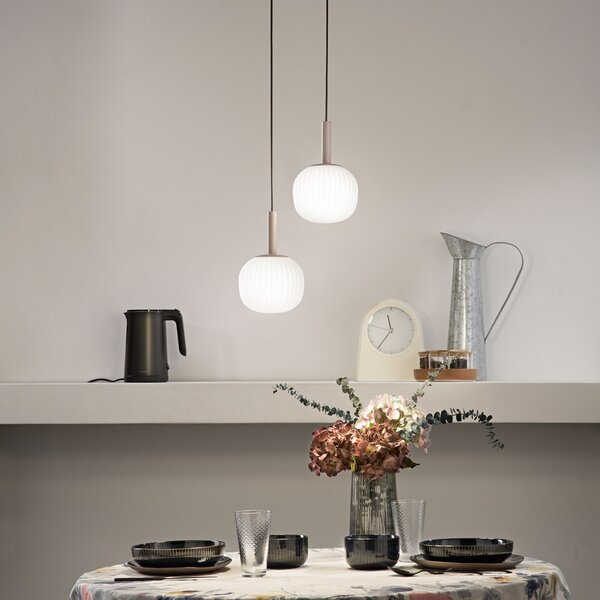 Luce Ambiente Design Stajna lampa Eris, duljina 26 cm, smeđa/bijela, metal/staklo, s dvije žarulje, prigušiva, Smeđa / hrđa, Dnevni boravak/blagovaonica, Aluminij, Zavjese u paketu