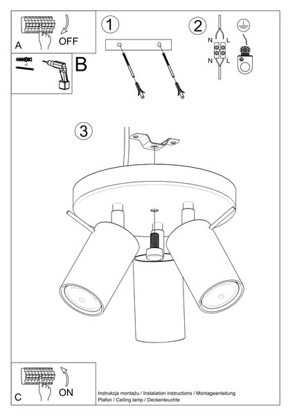 Stropna lampa RING 3P maslinasto zelena