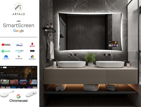 SMART ogledalo s LED osvjetljenjem M5 + SmartScreen with Google TV