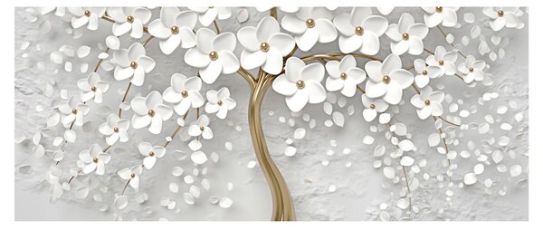 Slika bijelog stabla s cvijećem (120x50 cm)
