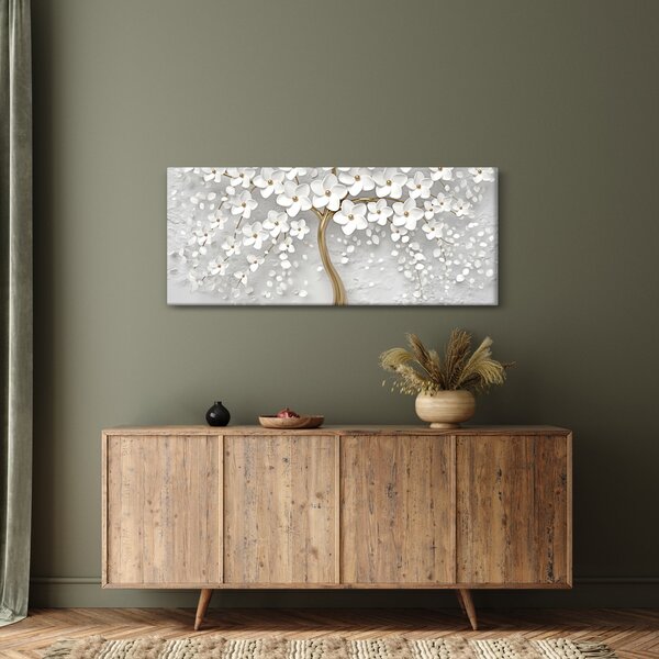 Slika bijelog stabla s cvijećem (120x50 cm)