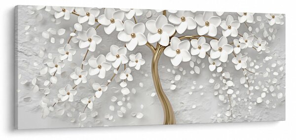 Slika bijelog stabla s cvijećem (120x50 cm)