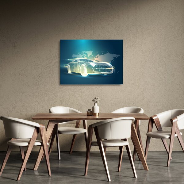Staklena slika avtomobila iz geometrijskih oblik (70x50 cm)