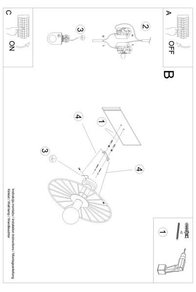 Zidna lampa / Stropna svjetiljka SIRKEL 45 Crna