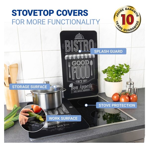 Set od 2 staklena poklopca za štednjak Wenkoo Bon Appetit, 52 x 30 cm