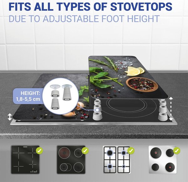 Set od 2 siva staklena poklopca za štednjak Wenko Universal Herbs