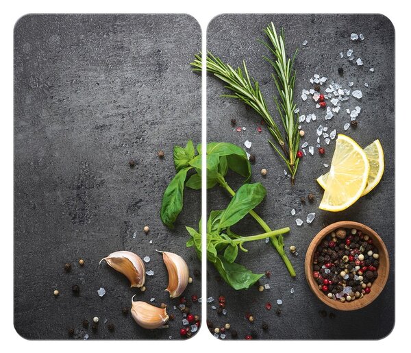 Set od 2 siva staklena poklopca za štednjak Wenko Universal Herbs