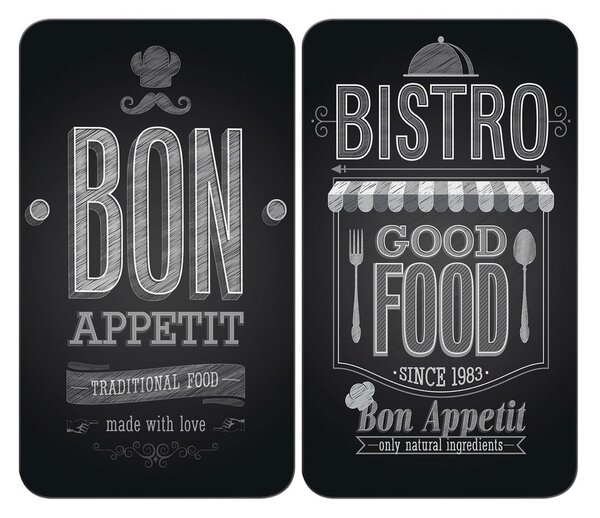 Set od 2 staklena poklopca za štednjak Wenkoo Bon Appetit, 52 x 30 cm