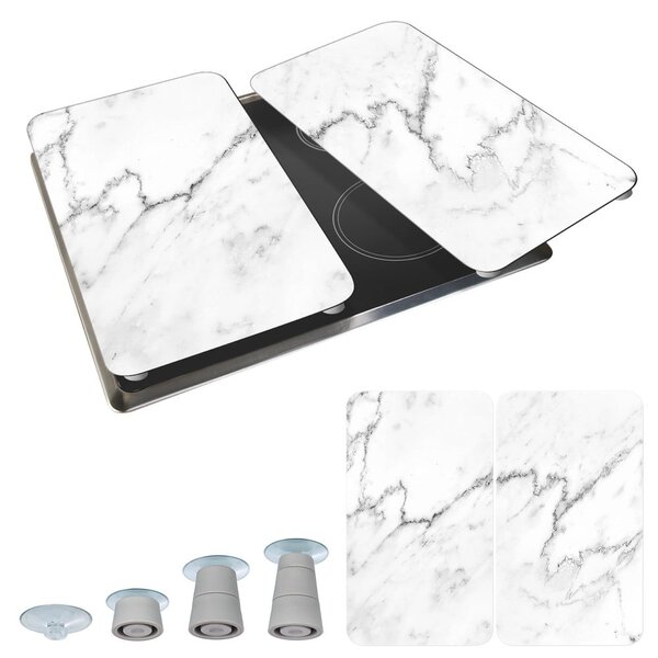 Set od 2 staklena zaštitna poklopca za štednjak Wenko Marble, 52 x 30 cm