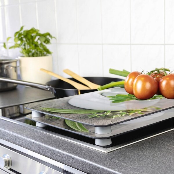 Set od 2 staklena poklopca za štednjak Wenkooo Herbal, 52 x 30 cm