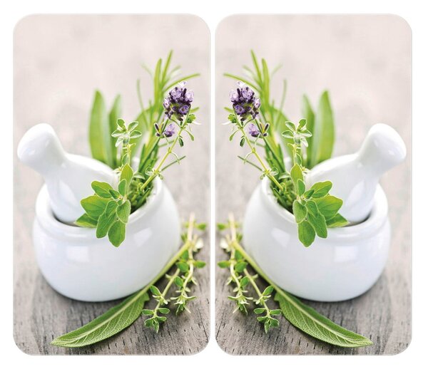 Set od 2 staklena poklopca za štednjak Wenkooo Herbal, 52 x 30 cm