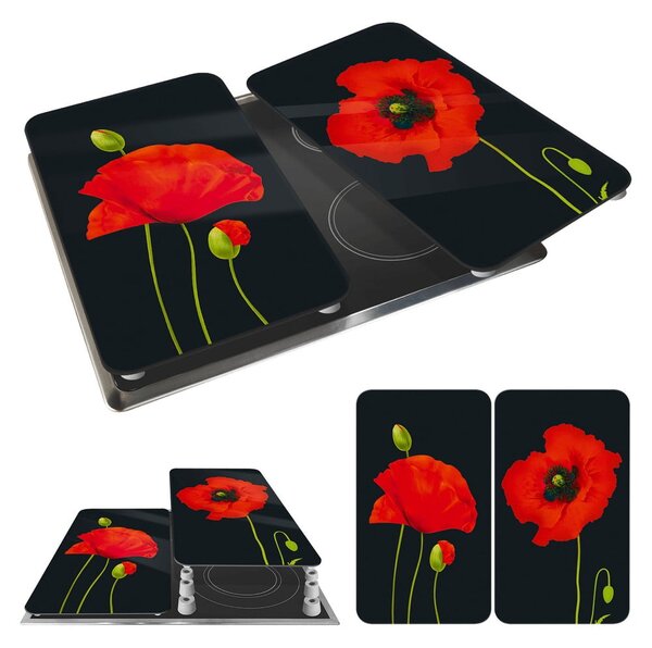 Poklopci za štednjak od kaljenog stakla u setu od 2 komada 52x30 cm Poppy - Maximex
