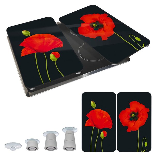 Poklopci za štednjak od kaljenog stakla u setu od 2 komada 52x30 cm Poppy - Maximex