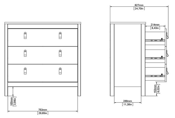 Crna niska komoda 82x80 cm Madrid – Tvilum