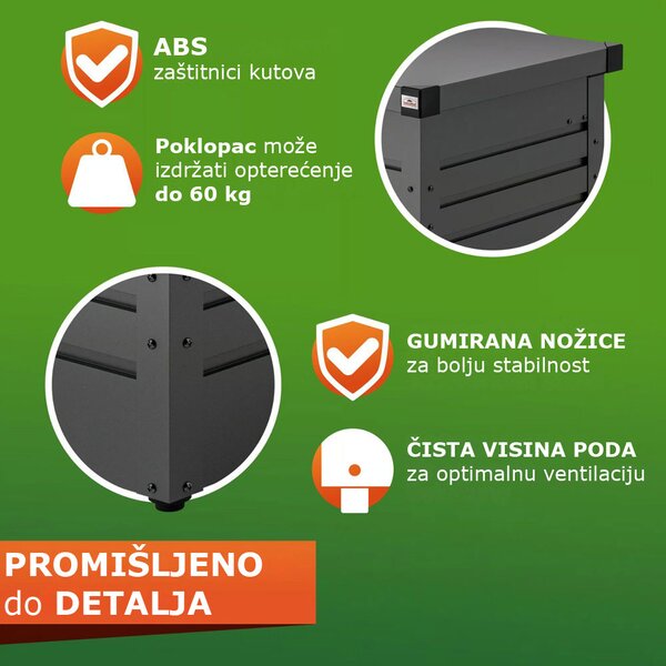 Metalni spremnik za pohranu METALBOX, 385L, 120×62×63cm, antracitna Gardebruk