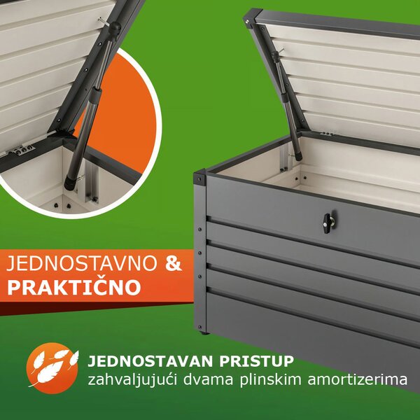 Metalni spremnik za pohranu METALBOX, 385L, 120×62×63cm, antracitna Gardebruk