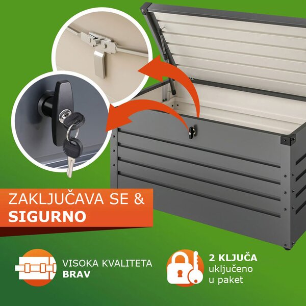 Metalni spremnik za pohranu METALBOX, 385L, 120×62×63cm, antracitna Gardebruk