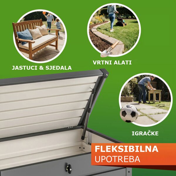 Metalni spremnik za pohranu METALBOX, 385L, 120×62×63cm, antracitna Gardebruk
