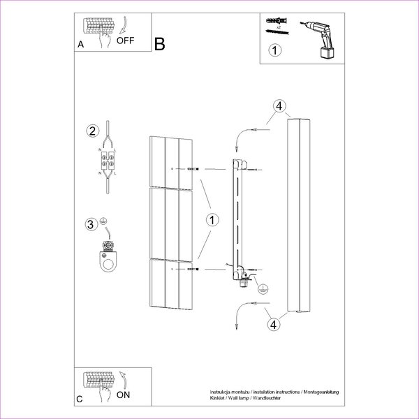 Zidna lampa FREYA 60 Crna