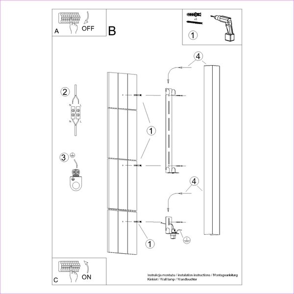 Zidna lampa FREYA 120 Crna