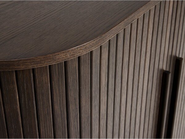 Ormarić u dekoru hrasta s kliznim vratima u tamnoj prirodnoj boji 100x118x40 cm Meta – Unique Furniture