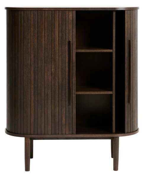 Ormarić u dekoru hrasta s kliznim vratima u tamnoj prirodnoj boji 100x118x40 cm Meta – Unique Furniture