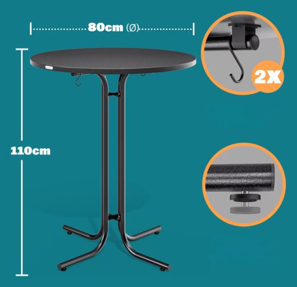 Sklopivi barski stol RAUL 110x80cm, sivi Casaria