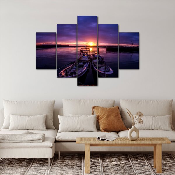 Slika ribarskih brodova u luci (150x105 cm)