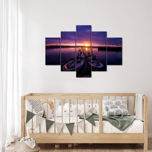 Slika ribarskih brodova u luci (150x105 cm)