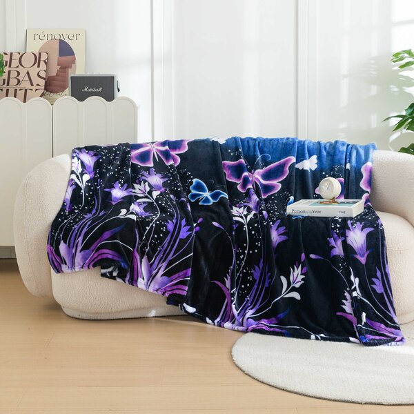 Mikro plišana deka VIOLET BUTTERFLY tamno plava Dimenzije: 160 x 200 cm