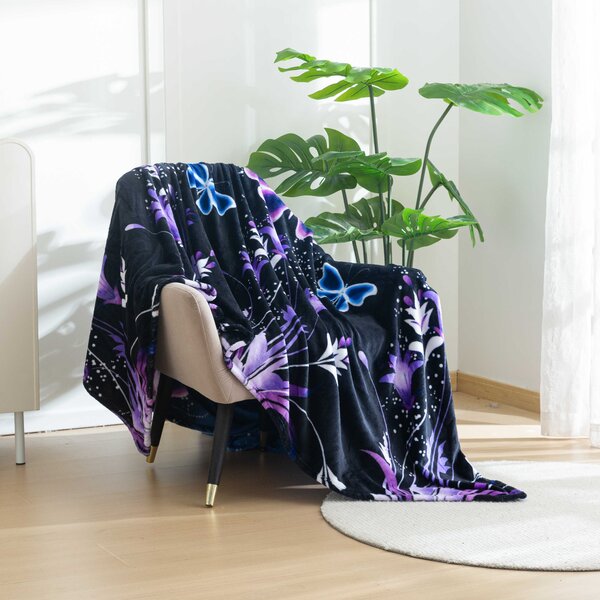 Mikro plišana deka VIOLET BUTTERFLY tamno plava Dimenzije: 160 x 200 cm