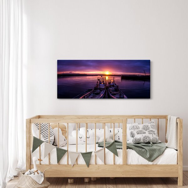 Slika ribarskih brodova u luci (120x50 cm)