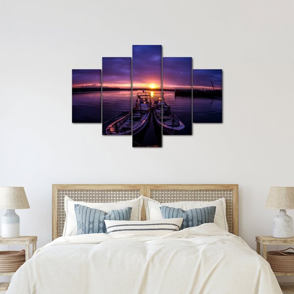 Slika ribarskih brodova u luci (150x105 cm)