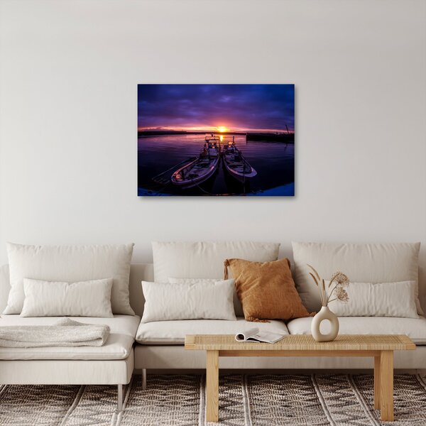 Slika ribarskih brodova u luci (70x50 cm)