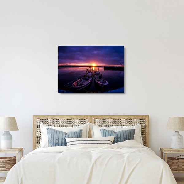Slika ribarskih brodova u luci (70x50 cm)