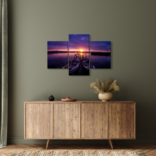 Slika ribarskih brodova u luci (90x60 cm)