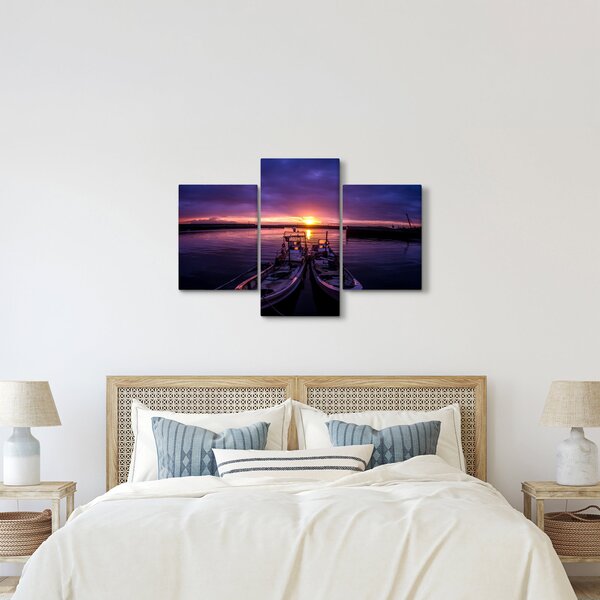Slika ribarskih brodova u luci (90x60 cm)