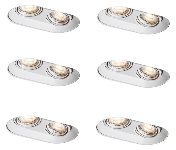 Set od 6 zaobljenih ugradbenih reflektora bijeli GU10 50mm 2-svjetla - Hubs