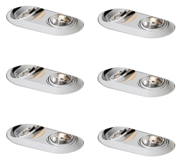 Set od 6 zaobljenih ugradbenih reflektora bijeli GU10 70 mm 2-svjetla - Hubs