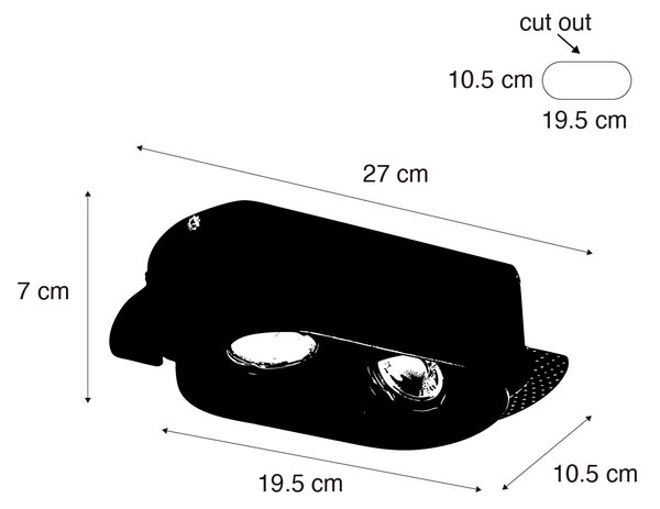 Okruglo ugradno svjetlo bijelo GU10 50 mm 2-svjetla - Hubs