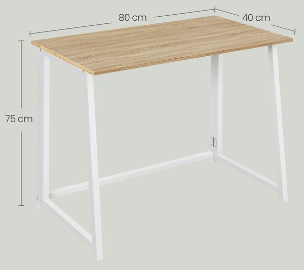 Sklopivi radni stol ZARIMO 80×40 cm, bijeli/dub sonoma