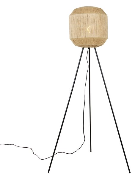 Orijentalna podna svjetiljka crna sa stativom od užeta - Riki