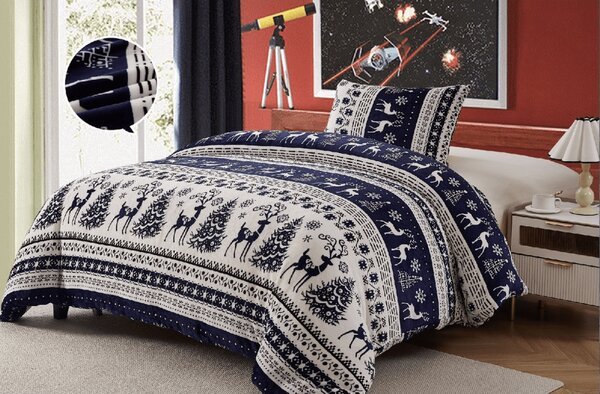 Posteljina mikropliš WINTER DEER VELVET plava