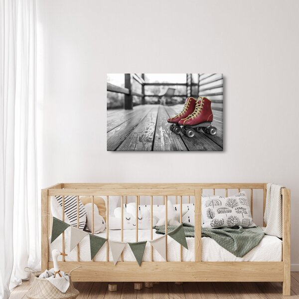 Slika crvenih starih cipela za rošule (90x60 cm)