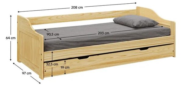 Jednostruki krevet 90x200 cm Lusid (prirodna)