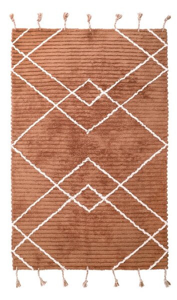 Smeđi ručno rađeni tepih od pamuka Nattiot Lassa, 135 x 190 cm