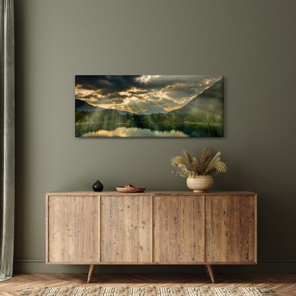 Slika jezera sa sunčevim zracima (120x50 cm)