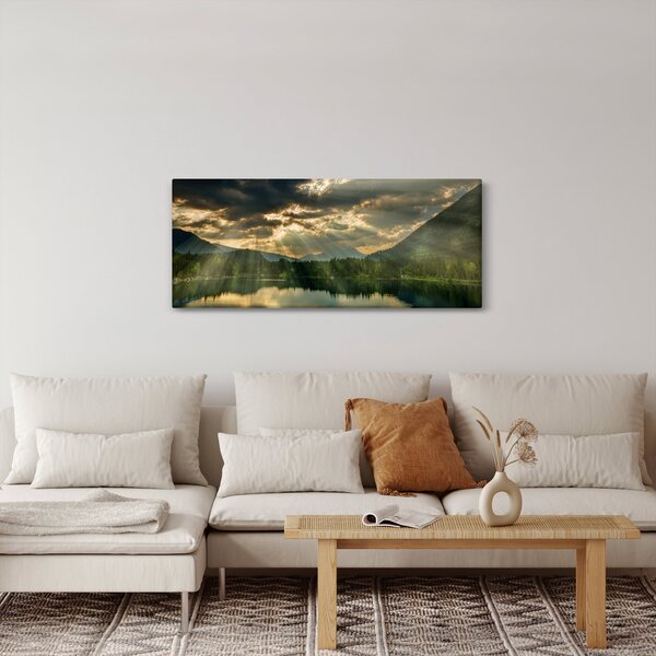 Slika jezera sa sunčevim zracima (120x50 cm)